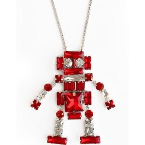 Single long red robot necklace